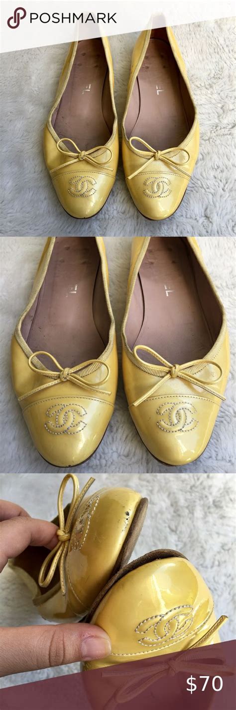 chanel yellow ballet flats